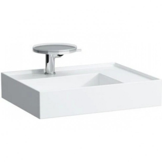 Раковина с полочкой справа LAUFEN KARTELL со специальным скрытым сливом (600x460mm) матовый серый 8.1033.4.759.112.1